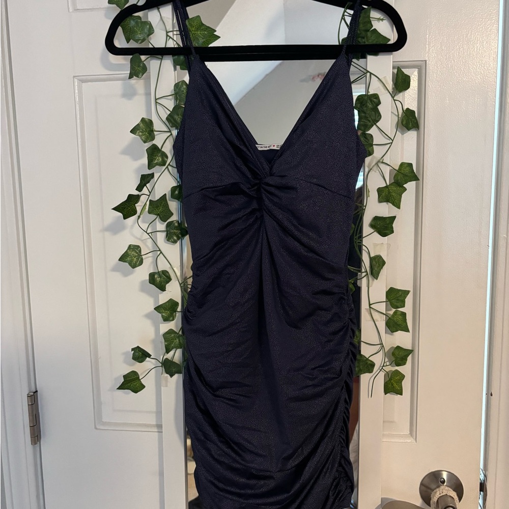 Lucy in the Sky Midnight Blue Ruched Mini Dress